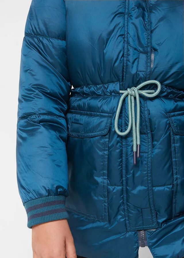 Parka fake down para niñas Petróleo azul