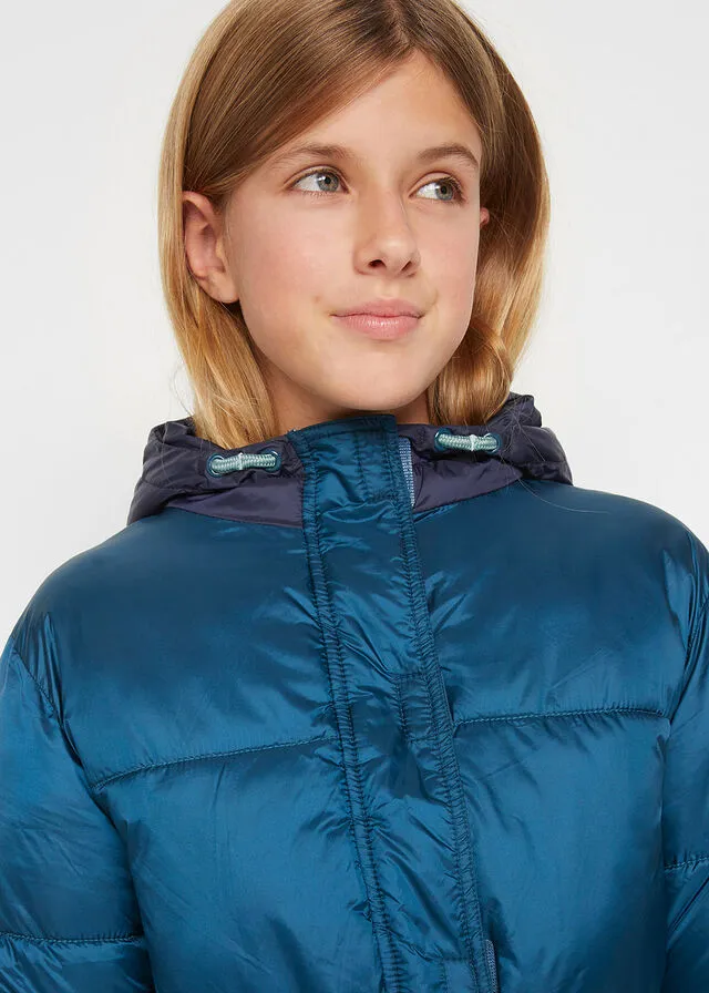 Parka fake down para niñas Petróleo azul