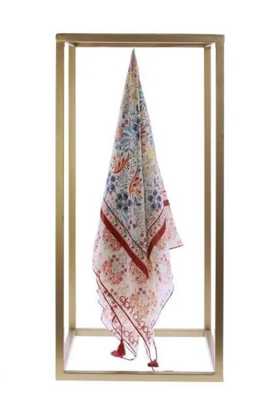 pañuelo don algodon beis y rojo flores pequeñas