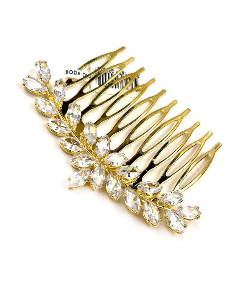 PEINETAS PEQUEÑAS DORADAS EXQUISITO DISEÑO DE CRISTAL FACETADO PARA ADORNAR RECOGIDOS