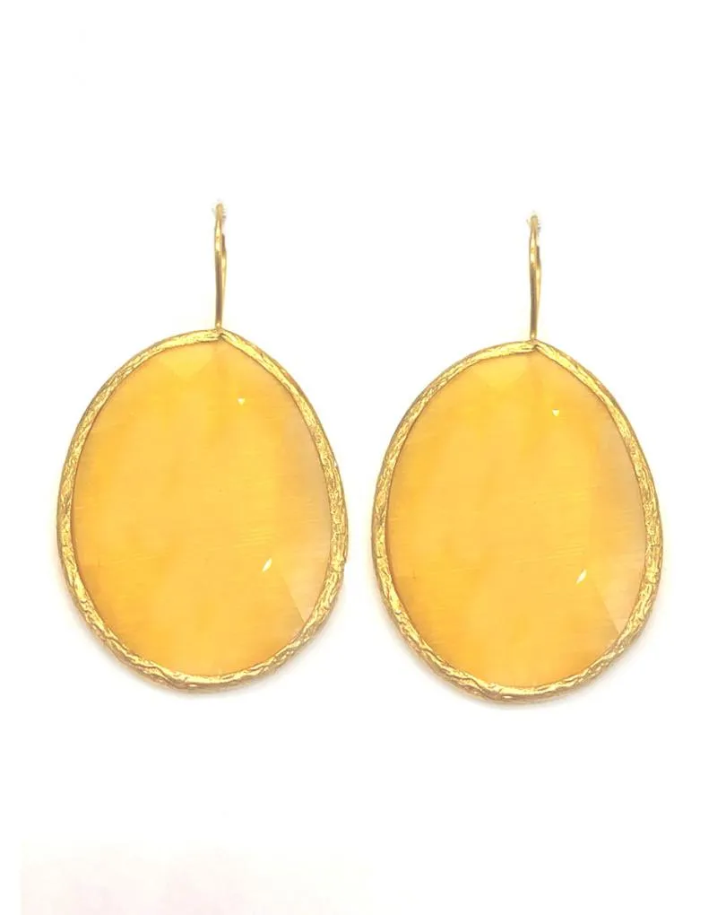 PENDIENTES AMARILLOS PERFECTOS PARA VERANO DE LÁGRIMA OVAL