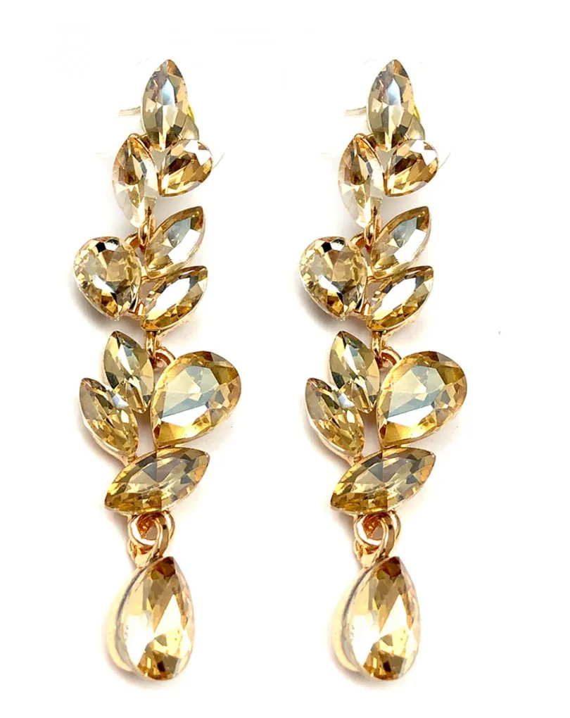 PENDIENTES DORADOS DE FIESTA PRECIOSO DISEÑO CRISTAL FINO