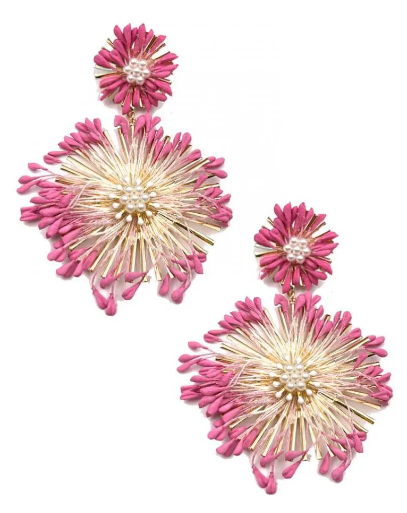 PENDIENTES GRANDES PARA EL VERANO CON PRECIOSAS FLORES DE COLOR