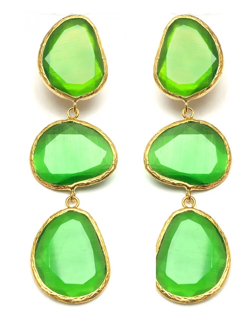 PENDIENTES LARGOS VERDES CON PIEDRAS GRANDES QUE QUEDAN FABULOSOS