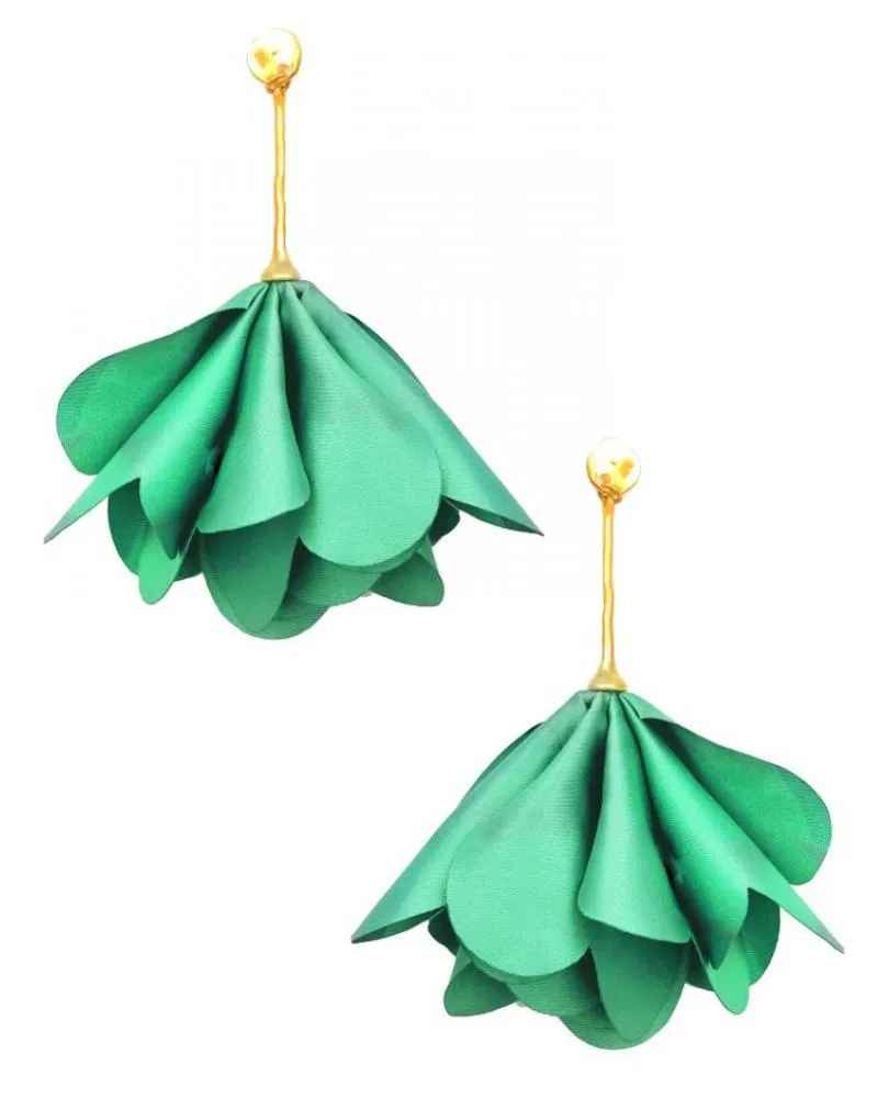 PENDIENTES LARGOS VERDES DISEÑO DE ABANICO IDEAL TRAJES DE FLAMENCA