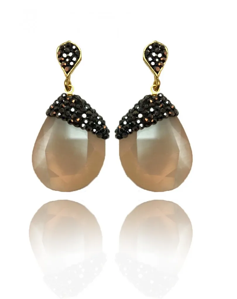 PENDIENTES PARA BODAS BEIGE, CON DISEÑO DE PIEDRA IRREGULAR