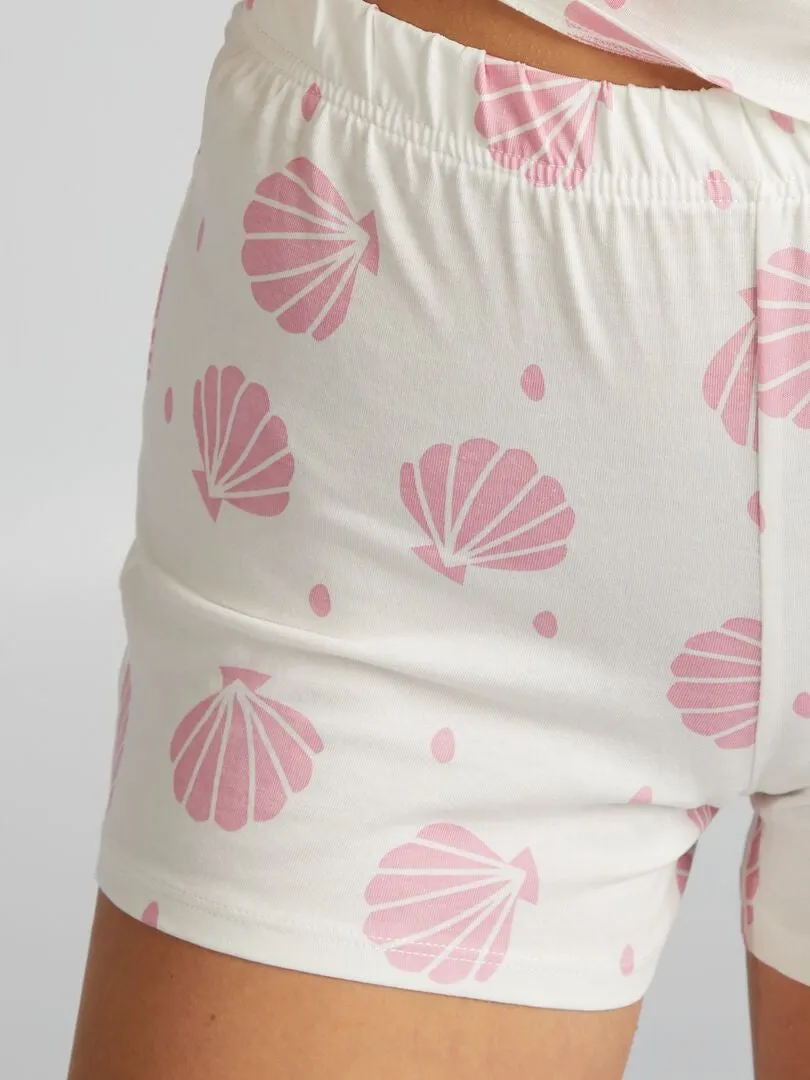 PIJAMA CAMISETA DE TIRANTES + SHORT  2 PIEZAS  BLANCO