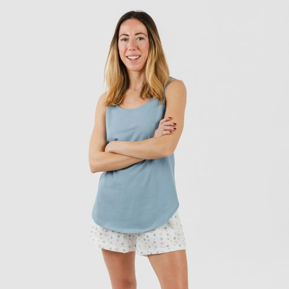 Pijama corto algodón Inés indigo