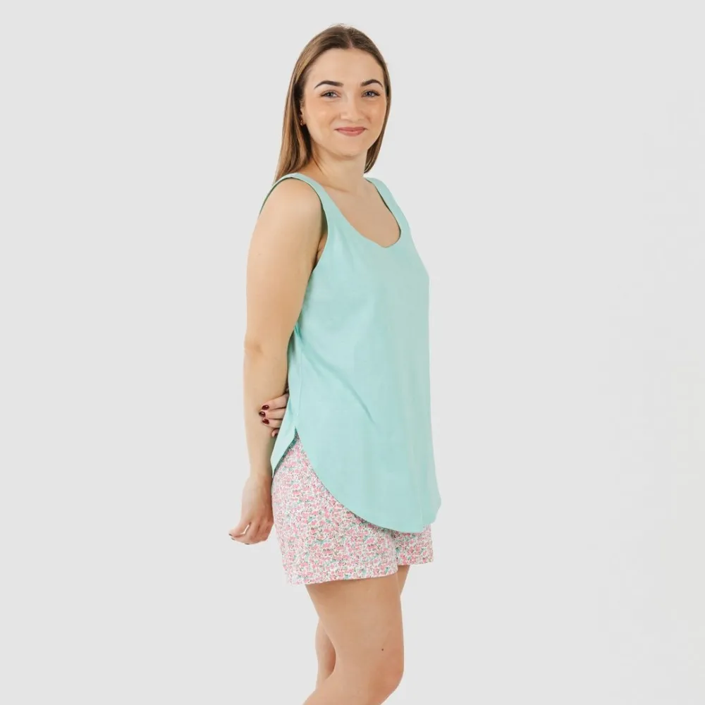 Pijama corto algodón Salima verde agua