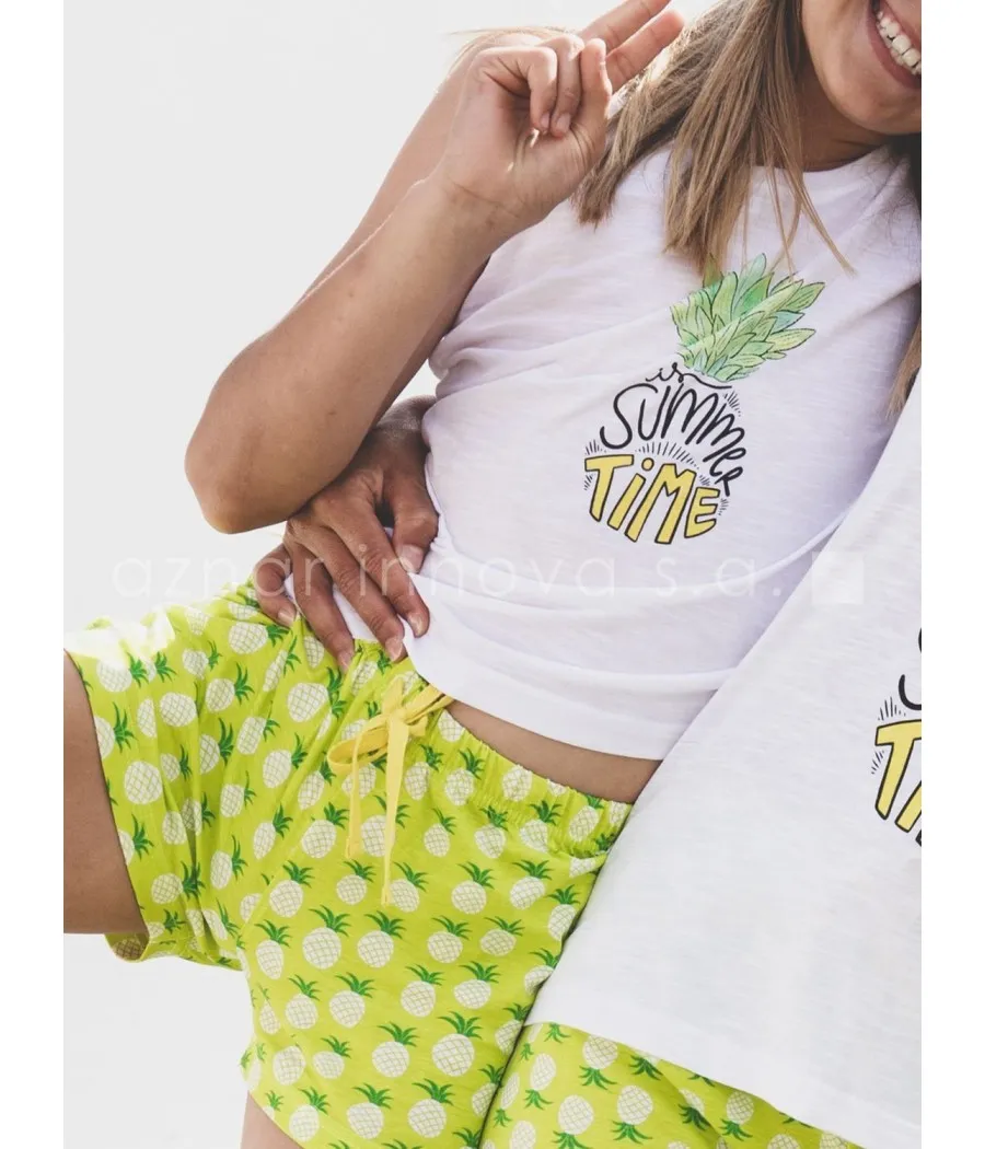 Pijama corto niña Admas Pinapple algodón blanco