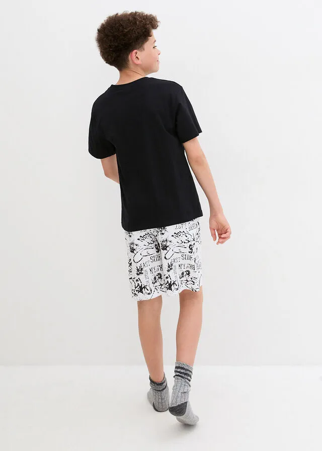 PIJAMA CORTO PARA NIñOS (2 PIEZAS) BLANCONEGRO