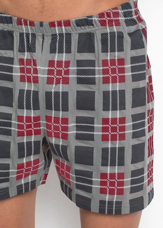PIJAMA CORTO ROJOGRIS DE CUADROS