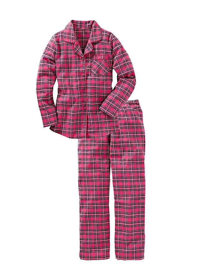 Pijama de franela a cuadros fucsia a cuadros