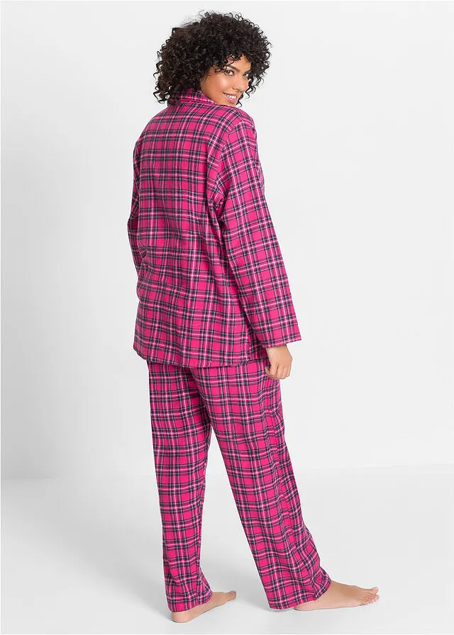 Pijama de franela a cuadros fucsia a cuadros