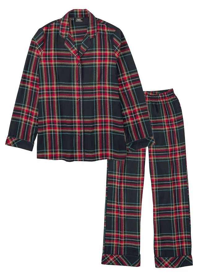 Pijama de franela Azul marino de cuadros