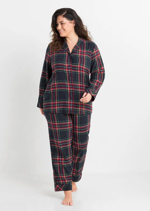 Pijama de franela Azul marino de cuadros