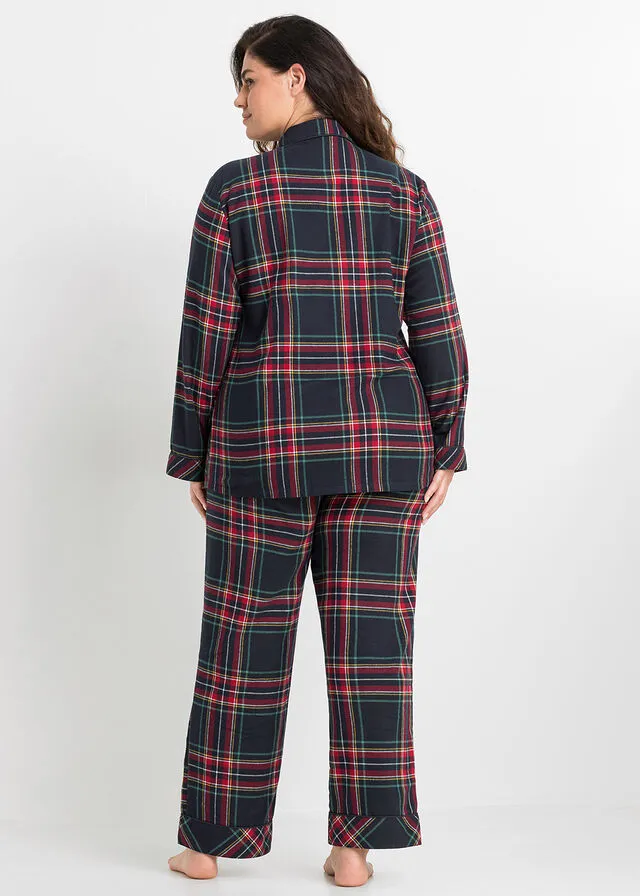 Pijama de franela Azul marino de cuadros