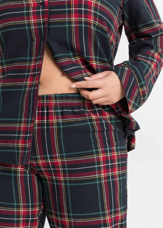 Pijama de franela Azul marino de cuadros