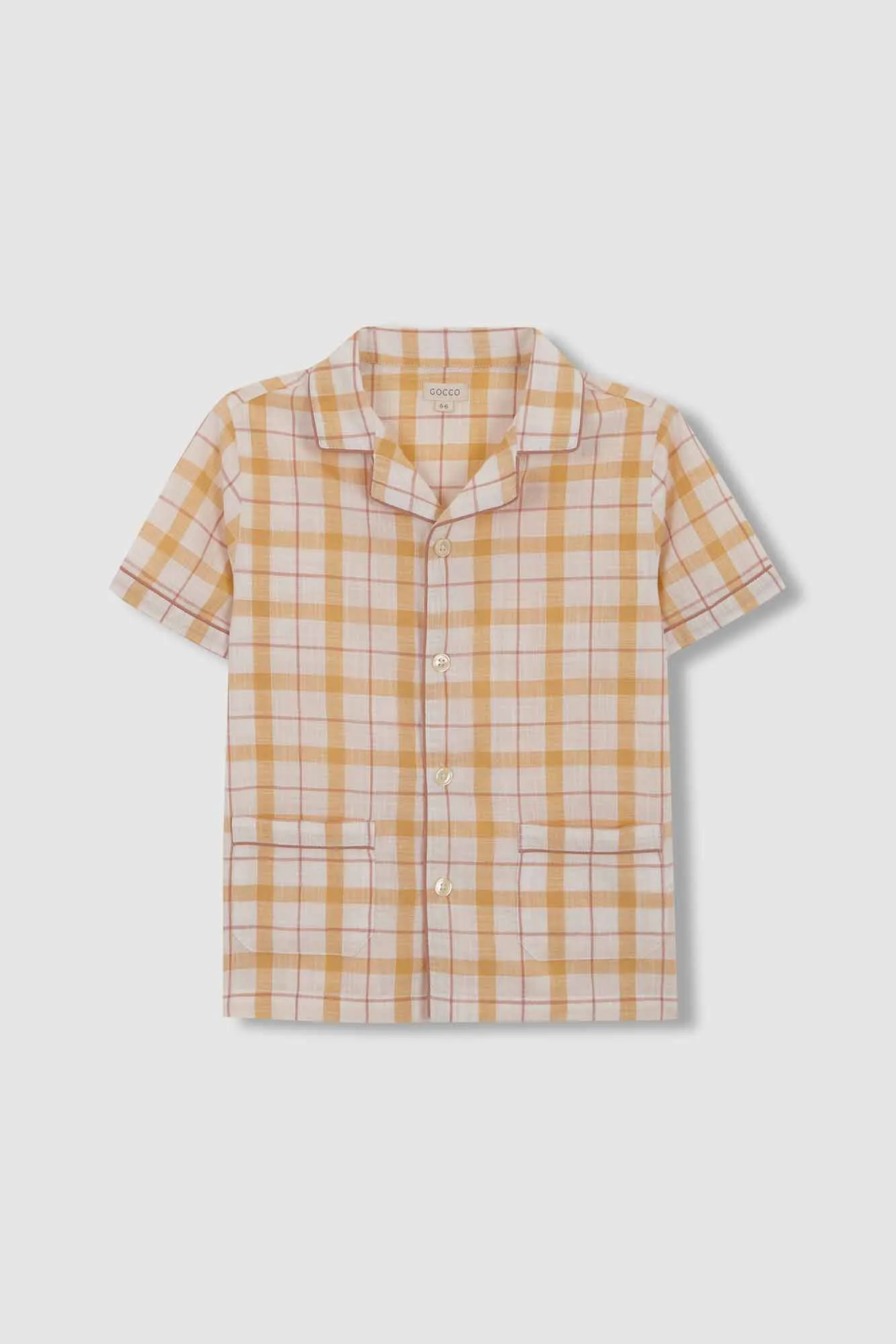 Pijama de manga corta de cuadros amarillo