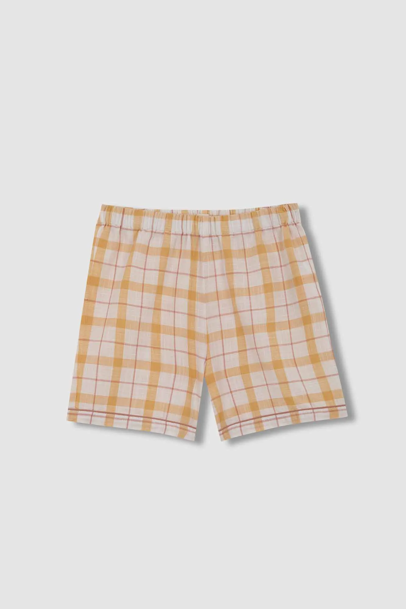 Pijama de manga corta de cuadros amarillo