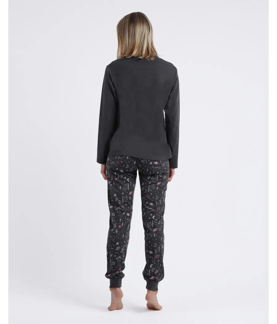 Pijama invierno mujer Admas Diver Planet gris jaspe