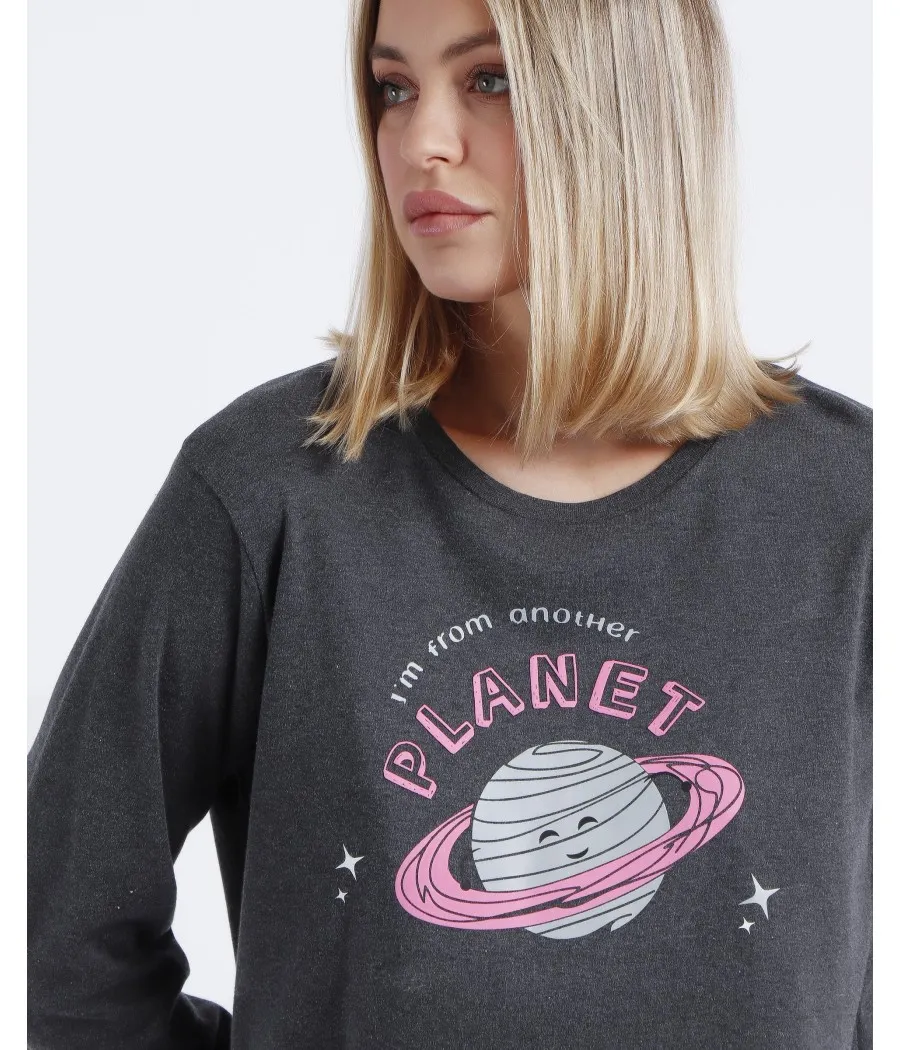 Pijama invierno mujer Admas Diver Planet gris jaspe