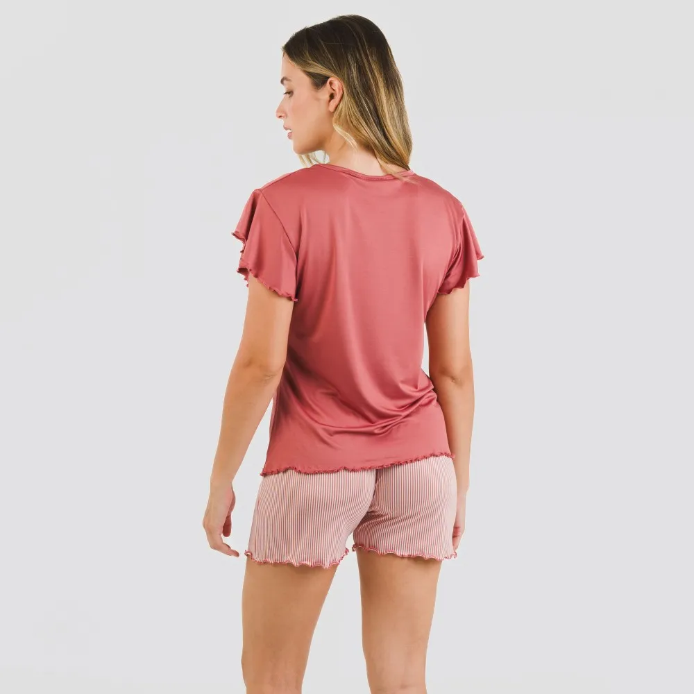 Pijama manga corta mujer soft Raya Aliena marsala