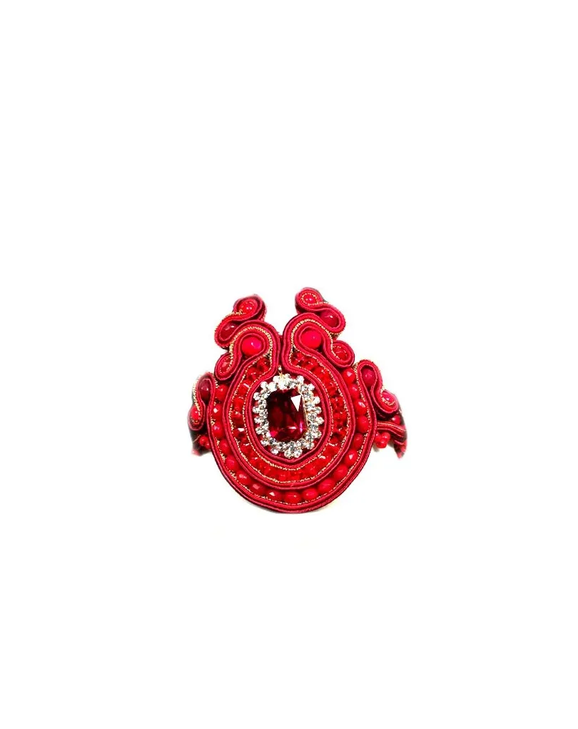 PULSERA DE DISEÑO SOUTACHE,ROJO PEQUEÑA