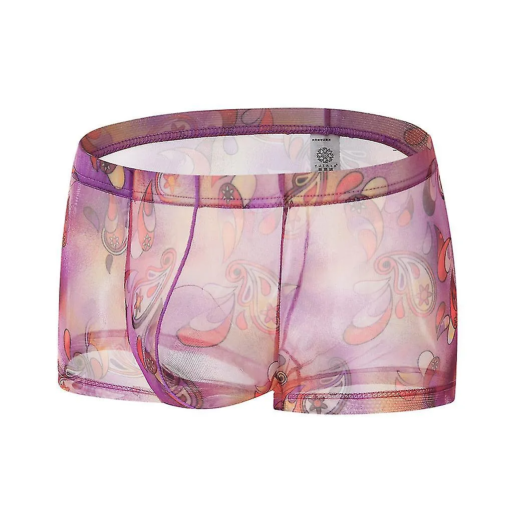 Ropa interior masculina transparente ver a través de pantalones cortos calzoncillos de impresión labial caliente