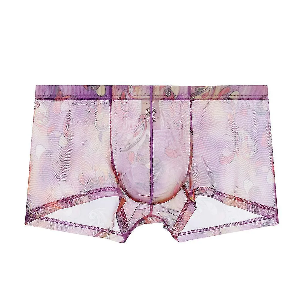 Ropa interior masculina transparente ver a través de pantalones cortos calzoncillos de impresión labial caliente