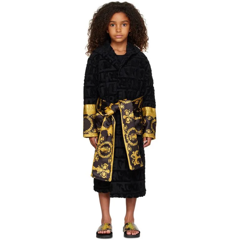 Ropa para niños Albornoz de terciopelo Bata Diseñadores Barroco Pijamas de moda Hombres Mujeres Carta Jacquard Logotipo Impresió