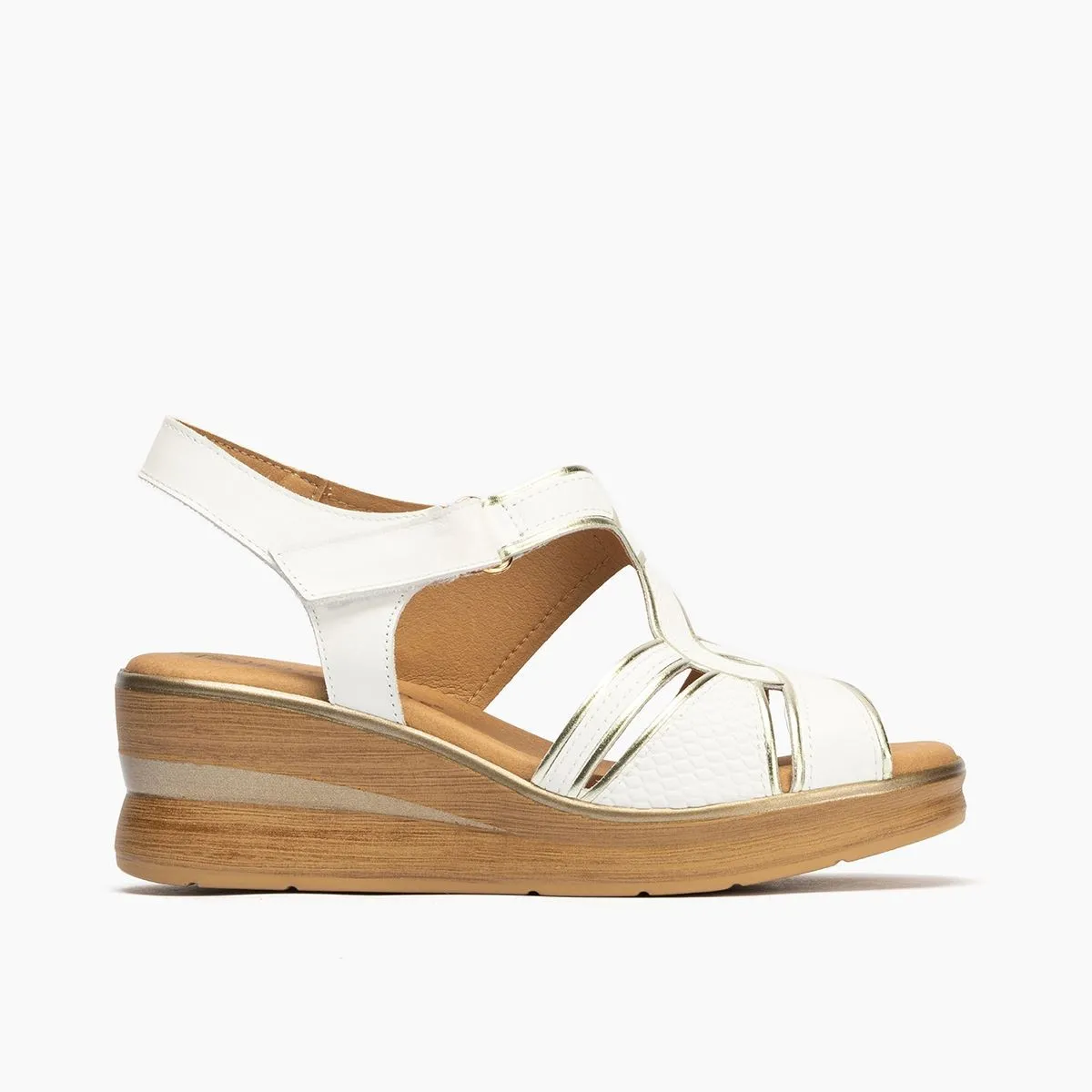 Sandalia con cuña para mujer Pitillos en blanco P5603