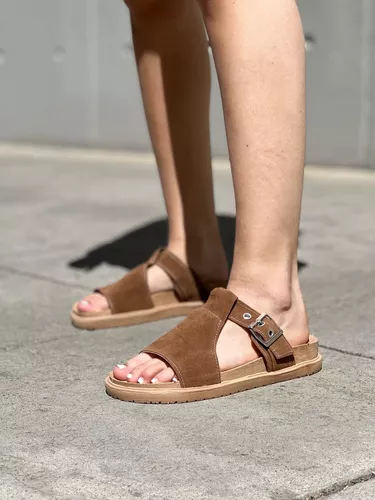 SANDALIA DE MUJER BAJA COMODA LIVIANA GAMUZA MODA ART400