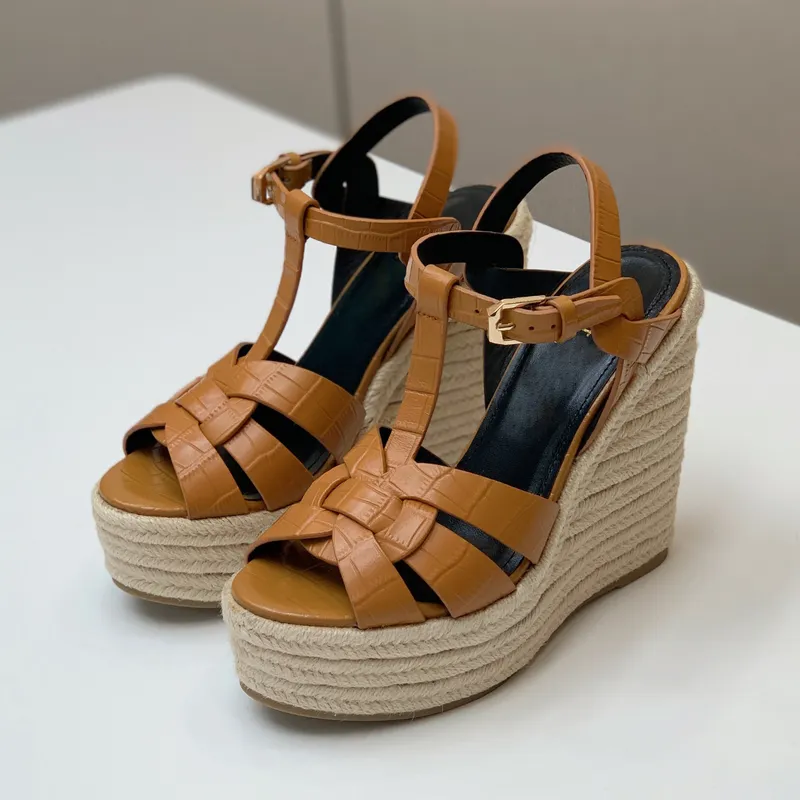 Sandalias clásicas Zapatos de verano calientes Última moda Mesa de agua gruesa Tacón de cuña Zapatos de mujer 12,5 cm Tacón alto