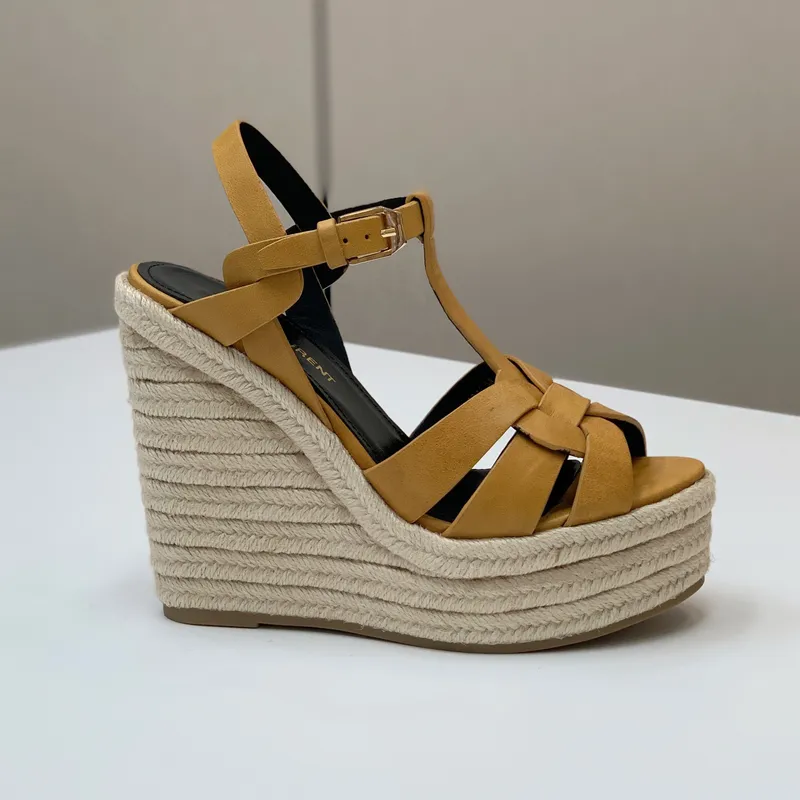 Sandalias clásicas Zapatos de verano calientes Última moda Mesa de agua gruesa Tacón de cuña Zapatos de mujer 12,5 cm Tacón alto