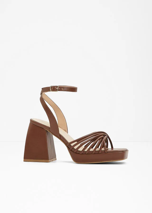 Sandalias de tacón con plataforma bronceado