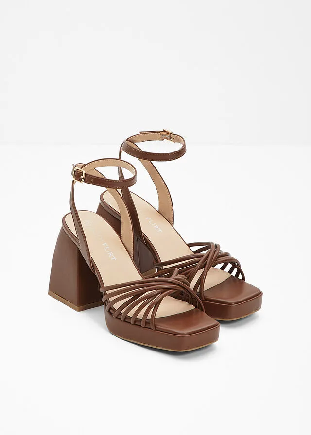 Sandalias de tacón con plataforma bronceado
