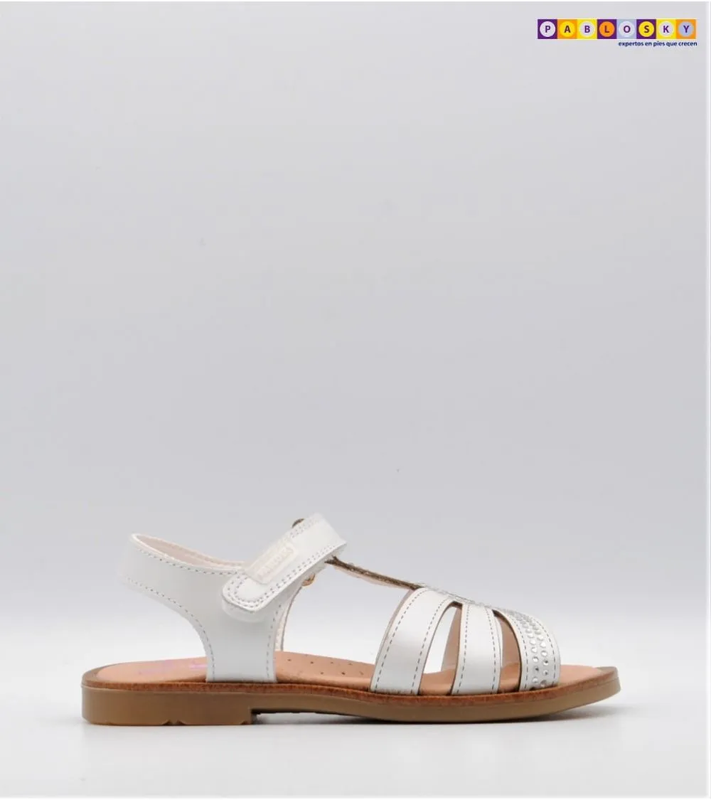 SANDALIAS NIÑA PABLOSKY BLANCA PALA GLITTER