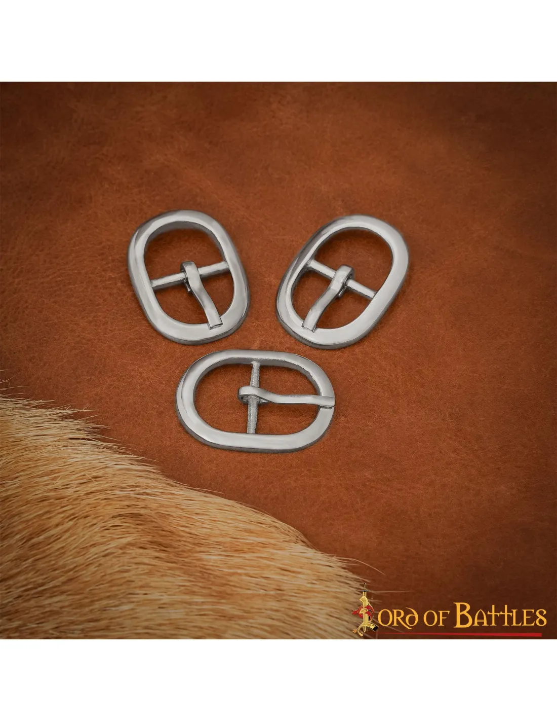 Set de 3 hebillas pequeñas ovaladas en acero
