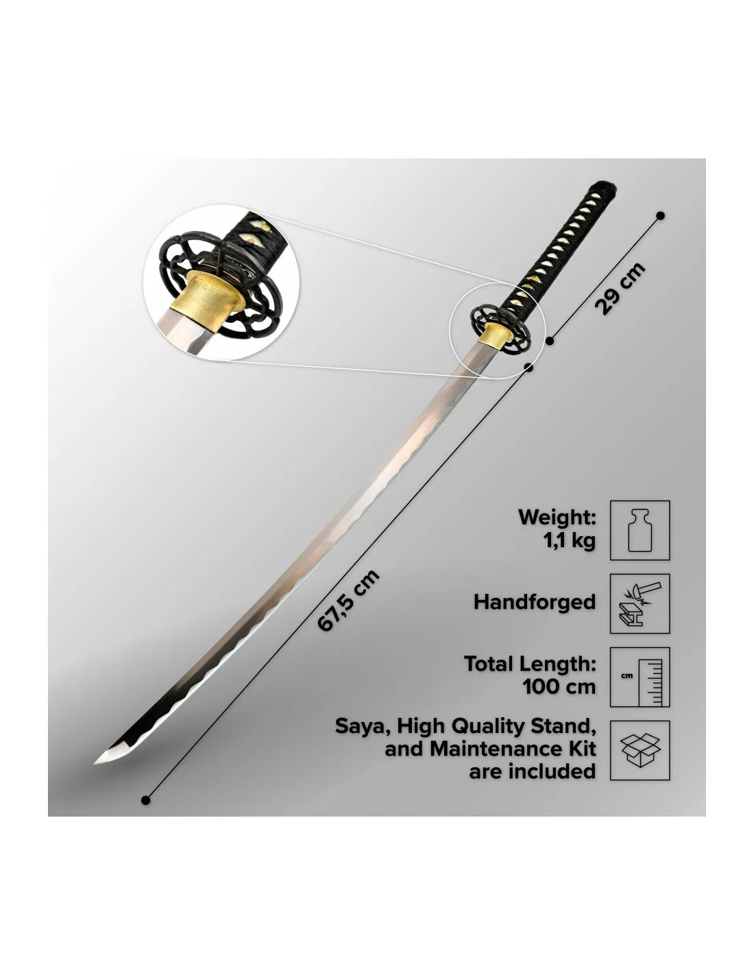 Set katana forjada a mano de El Último Samurai