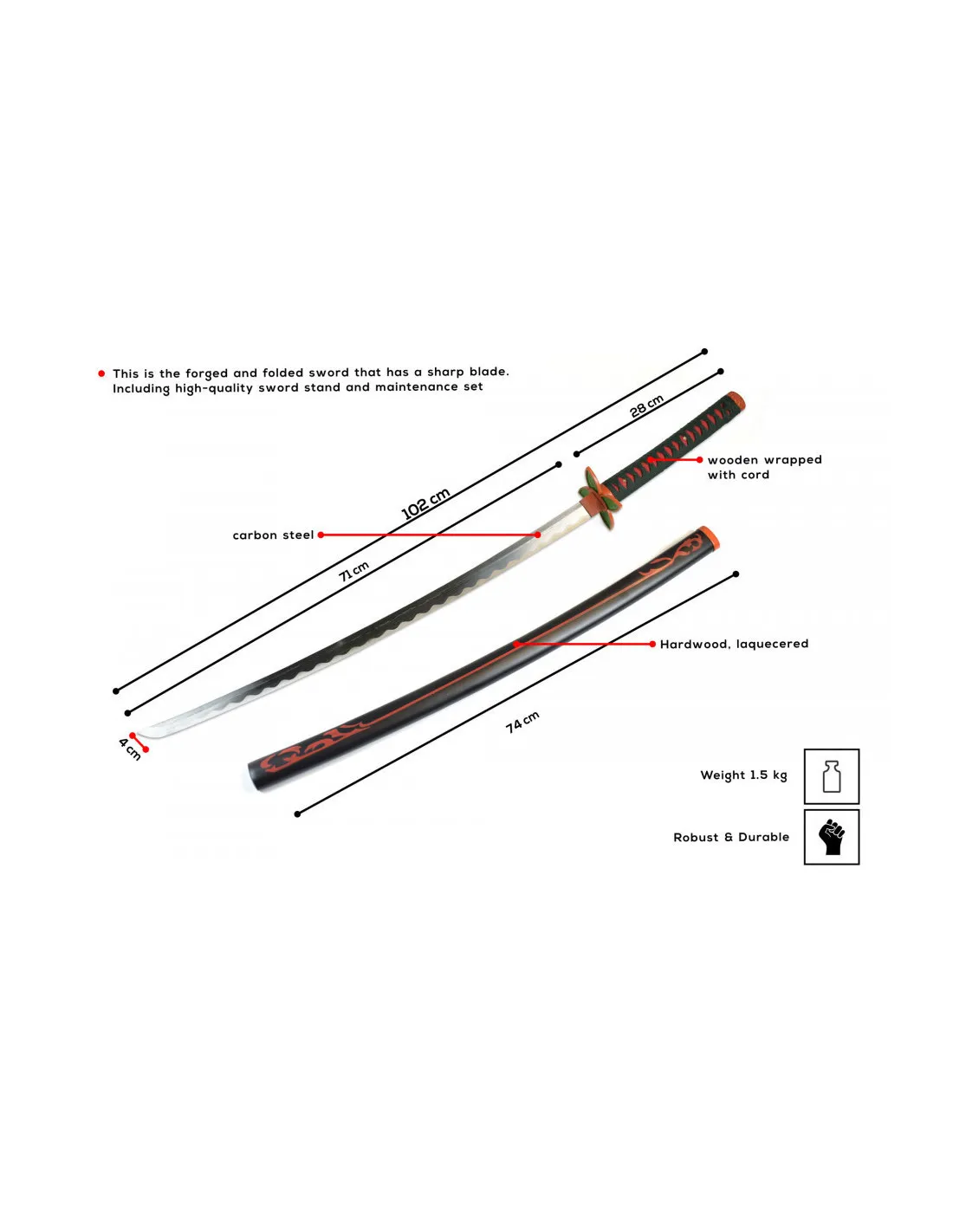 Set Katana forjada a mano de Shinobu Kochou, Demon Slayer