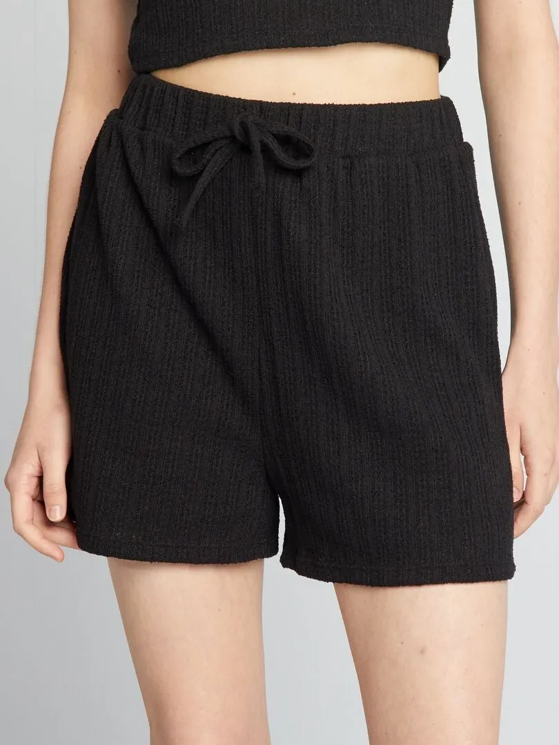 SHORT DE TEJIDO DE CANALé  NEGRO