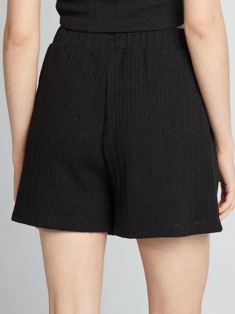 SHORT DE TEJIDO DE CANALé  NEGRO