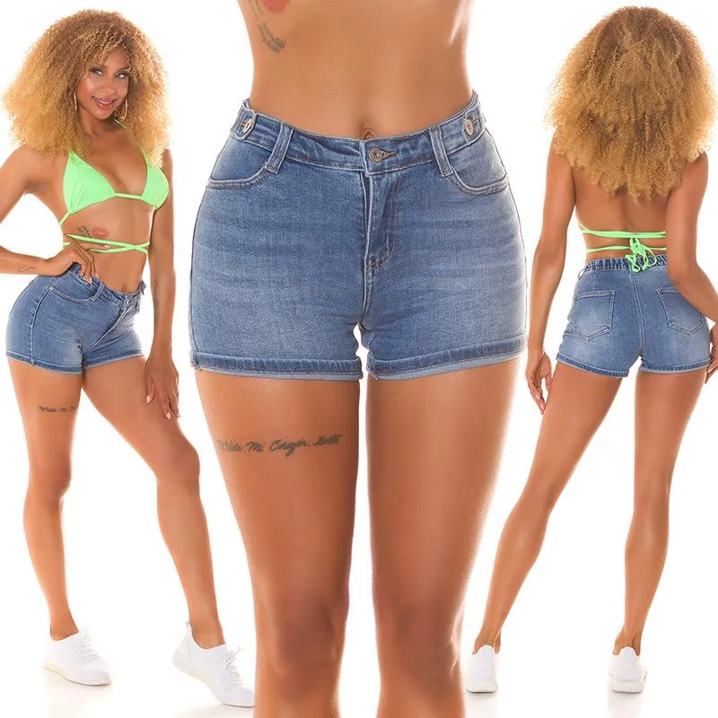 Short vaqueros básicos cintura alta azul