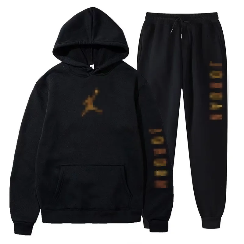 Situos de canciones para hombres Conjunto de 2 piezas de jogging negro ropa de moda de sudadera con capucha