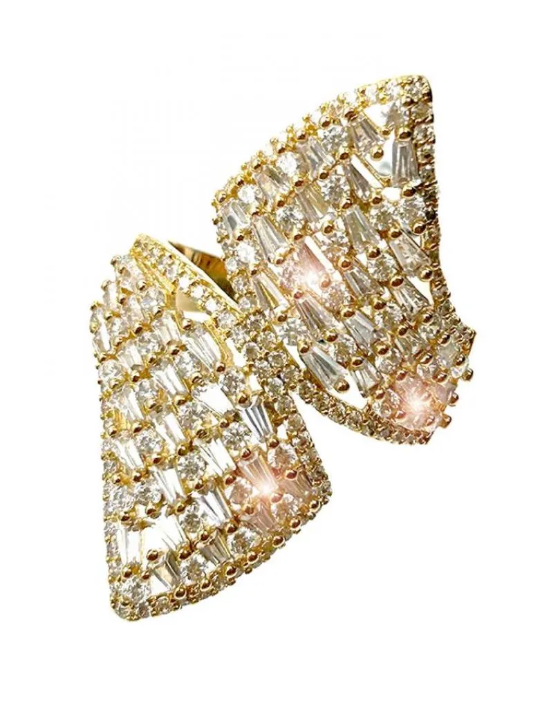 SORTIJAS DORADAS MUJER GRANDES DISEÑO ELEGANTE CON CIRCONITAS