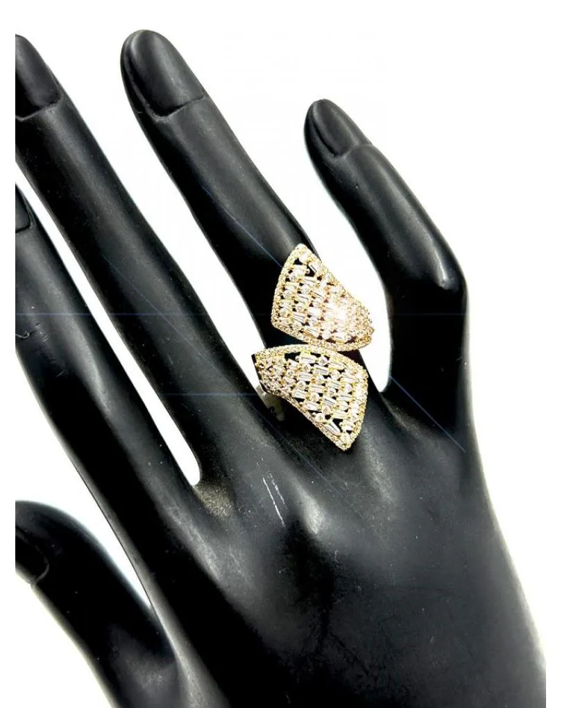 SORTIJAS DORADAS MUJER GRANDES DISEÑO ELEGANTE CON CIRCONITAS