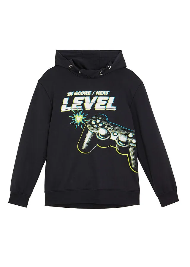 Sudadera con capucha para niños Negro estampado