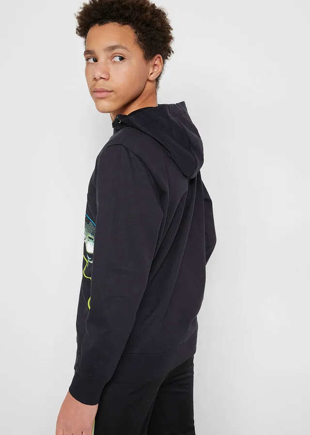 Sudadera con capucha para niños Negro estampado