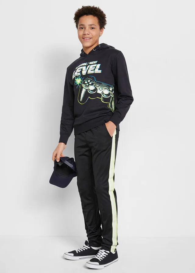 Sudadera con capucha para niños Negro estampado